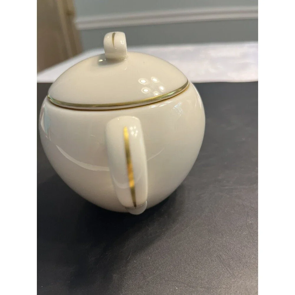 Vintage Lenox Roselyn Floral Pink Rose Gold Trim Creamer & Sugar Bowl w/ Lid